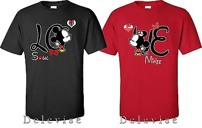 Mickey And Minnie Soul Mate Couple Matching Funny Cute T-Shirts S-4XL • $9.59