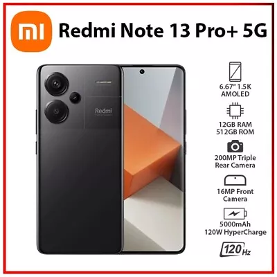 Xiaomi Redmi Note 13 Pro+ Plus 5G 12GB+512GB BLACK Dual SIM Android Mobile Phone • $850