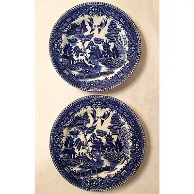 Set 2 Vtg Moriyama Japan Blue Willow Plates 1940s Chinoiserie  Made In Japan  • $38.52