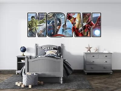 The Avengers Personalised Custom Name Decal Wall Sticker Superheroes Decor Art • £11.57