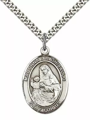 St. Madonna Del Ghisallo Pendant St. 24  Stainless Silver Heavy Curb Chain • $74.25