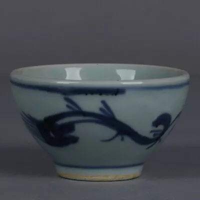 Chinese Porcelain Ming Dynasty Wanli Blue And White Dragon Tea Cup 3.11 Inch • $19