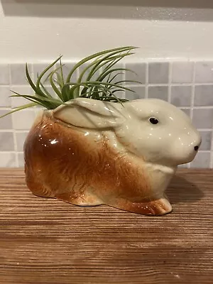 Vintage FAPCO Ceramic Bunny Rabbit Planter Succulent Air Plant Catch All • $22