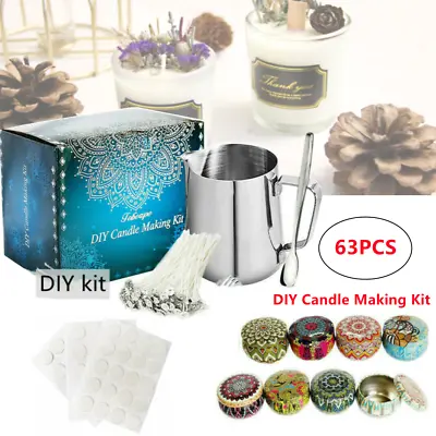 £21.89 • Buy 63pcs Candle Making Kit DIY Candles Making Supplies Wicks Jars Pouring Pot Tools