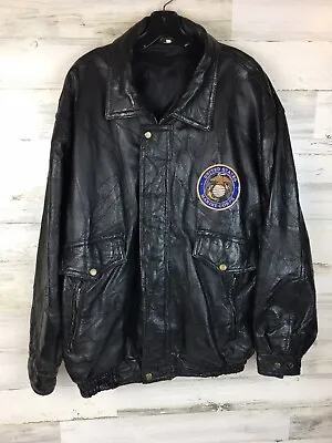 Distressed Marines Leather Jacket US Marine Corps Military Leather Jacket - XL • $64.99