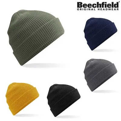 Beechfield Organic Cotton Waffle Beanie B52N - Unisex Cotton Casual Winter Hat • £9.19