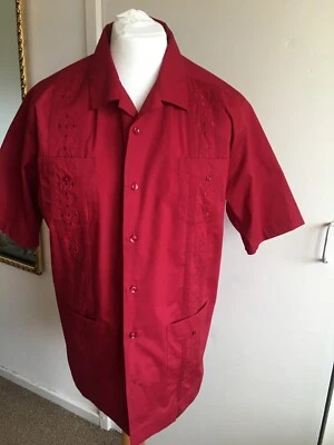 £25 • Buy Vintage 90's Cubavera Guayabera Shirt In Deep Wine Colour See Measurements Guide