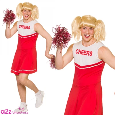 £14.99 • Buy Mens Red Hot High School Cheerleader Outfit Adult Stag Party Novelty Fancy Dress