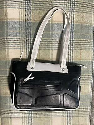 Vintage 2000 Jane Shilton SW6 Black White Bowling Style Bag Mod • £7