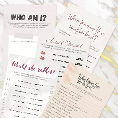 Hen Party Bridal Games He Said She Said Would She Rather Who Knows The Bride.. • £19.99