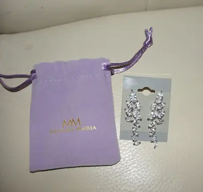 Melinda Maria BARRIE EARRINGS Silver Plate White Crystal Diamondette Sparkly NEW • $25.95