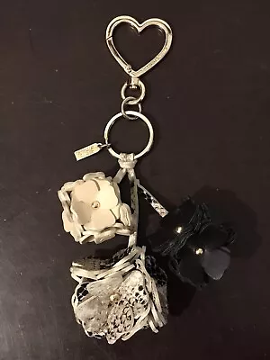 VICTORIA'S SECRET Keychain Heart W/Faux Leather Flower Charms Valentine Fob Gift • $21.99