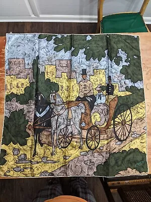 Vintage Italian Tapestry Pure Silk Hand Printed And Rolled Horse And Carriage • $85