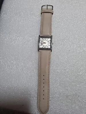 Ladies Marks And Spencer Silver Tone Watch. Beige Leather Strap.  • £1.79