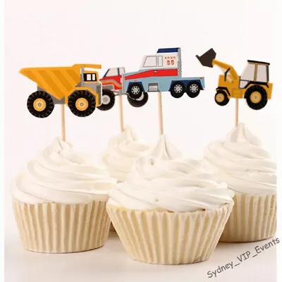$4.25 • Buy Construction Party Cake Toppers Dump Truck Tractor Boys Birthday Party Cupcake
