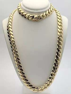 Men's 10k Yellow Gold Solid Heavy Miami Cuban Link Chain Necklace 22  10mm 143g • $6757.49