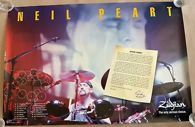 Neil Peart Zildjian Cymbals Set Up Poster Rush Vtg 1996 Crash Ride Hihat China • $119.16