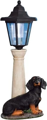 Solar Lighted Lamp Post DACHSHUND Weenie Dog Garden Sculpture Outdoor Lantern • $49.53