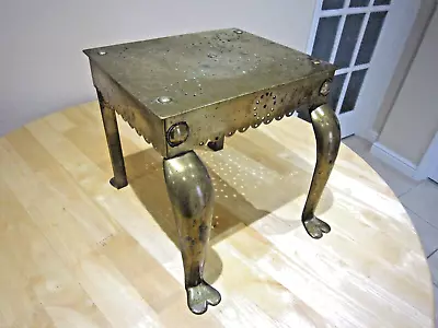 VINTAGE HEAVY BRASS (WEIGHS 6kg) UNUSUAL RARE SMALL TABLE • £16.95