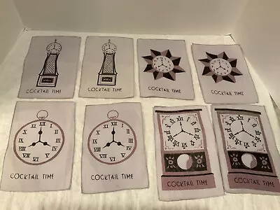 VINTAGE Mid Century Cocktail Time Napkins Lot Of 8 Retro 1950s Gray Purple • $19.99