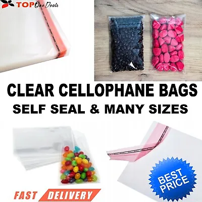 Clear Cellophane Cello Cone Sweet Bags Candy Party Favour Gift Treats Self Seal • £1.59