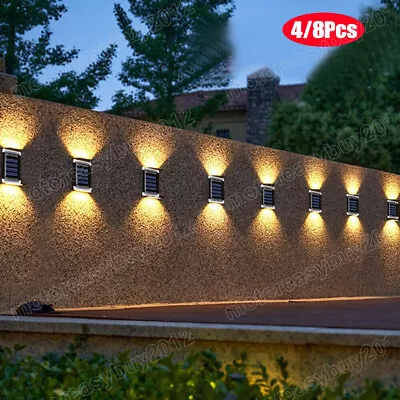 8X Solar Power Up And Down LED Welcome Outdoor Wall Light House Garden Fence UK • £10.90