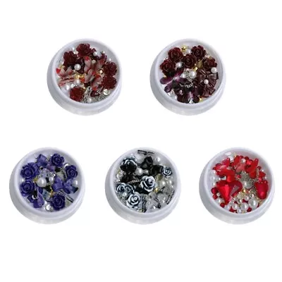 3D Resin Camellia Flowers-Butterfly Nail Rhinestones Decoration Art Accessories • £5.29