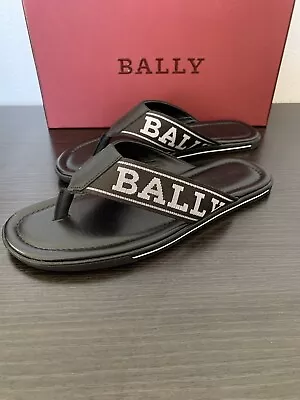 Men's Bally Border T Sandals Slides Thongs Black/white Size 11 D Made In Italy • $199.95