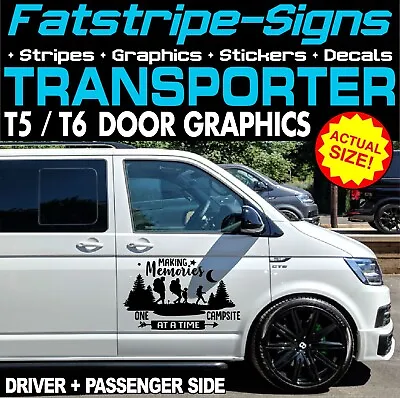 To Fit VW TRANSPORTER T5 T6 MAKING MEMORIES DOOR GRAPHICS STICKERS CAMPER VAN • £24.99