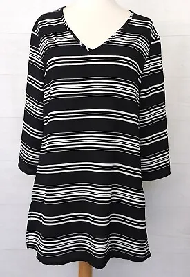 J Valdi Womens Size Small Cover-Up Swimsuit Tunic Blouse Black White Sheer • $8.99