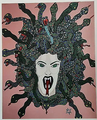 Medusa Fine Art Print 8 X 10 Primitive Greek Mythology Gorgon Snake Head Fantasy • $13.49