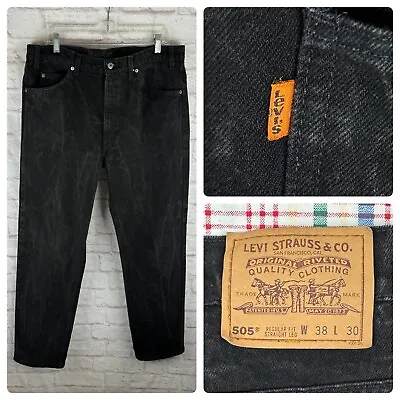 Vintage 90's 1995 Levi’s 505 Orange Tab Regular Fit Black Denim Jeans Mens 38x30 • $39.99