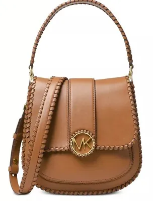 New MICHAEL KORS Lillie Whip Stitched Smooth Leather Shoulder Bag Acorn Gold  • $169.99