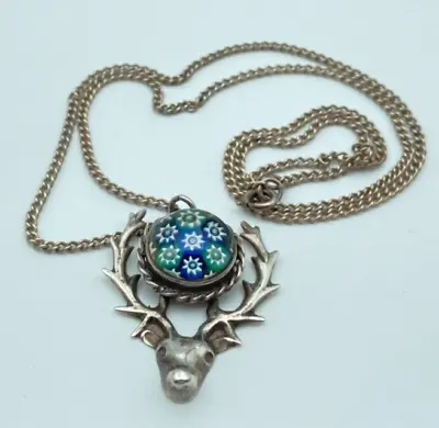 Caithness Pendant With Millefiori In 1979 Hallmarked Silver Setting With Chain • £37.99