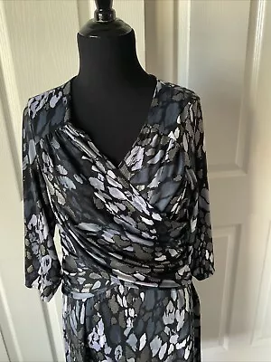 B Slim Dress NY Collection Ruched Sleeves Wrap Front Petite Large • $13.50