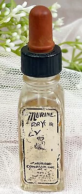 Vintage 4  MURINE FOR EYES Apothecary Pharmacy EMPTY Glass Bottle Red Dropper • $9.99