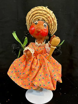 VINTAGE Mexican Doll Handmade Paper Mache Oil Cloth Folk Art 8” Girl W Sandals • $24.99