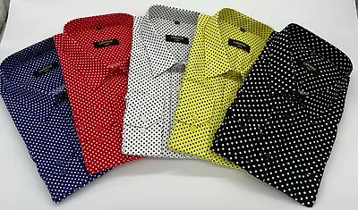 Mens  Formal Or Casual Long Sleeve Polka Dot Shirts Sizes From S To 4xl • £19.99