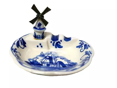 Netherlands Souvenir Delft Blue Holland Hand Painted Ashtray With Windmill • $14.97