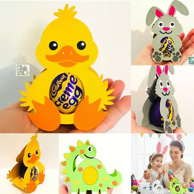 Cartoon Easter Egg Box Metal Cutting Dies Embossing Stencil Rabbit Duck Dinosaur • £7.76