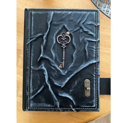 Handmade Soft Leather Journal Gift Vintage Key Notebook Diary Lock & Key Grey • $111.62