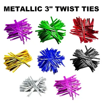 Metallic Twist Ties For Sandwich Freezer Sweet Cellophane Bags Plastic Wire Ties • £9.99