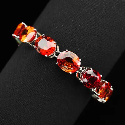 Precious Mandarin Orange Spessartite Garnet 925 Sterling Silver Luxury Bracelets • $340