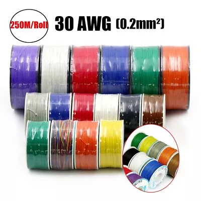 250M/Roll 30AWG Insulated PVC Single Core Tinned Copper Wire PCB Wrapping Wire • £7.93