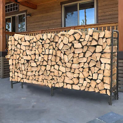 91.6” Metal Heavy Duty Firewood Log Rack Long Large Storage Holder Garden Indoor • £42.91