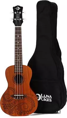 Luna Tattoo Mahogany Concert Ukulele - Satin Natural • $99