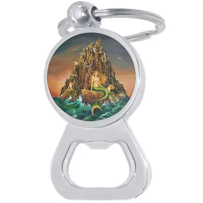 Mermaid Cliffs Bottle Opener Keychain - Metal Beer Bar Tool Key Ring • $15.88