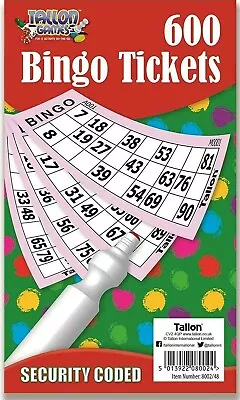 Jumbo Bingo Book Pad 600 Games Coded Tickets 6 To View Various Colours • £2.75