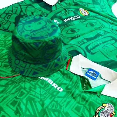 Mexico Soccer World Cup Retro Bucket Hat - Hand Made - 90s Jersey Design • $39