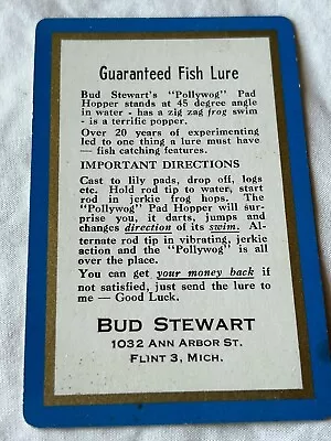 Vintage Bud Stewart 1956 Pocket Best Fishing Calendar Flint Mich.pollywog Lure • $19.50